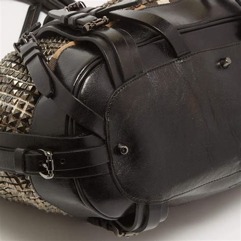 burberry rowan bag studded|BURBERRY Calfskin House Check Studded Rowan Black.